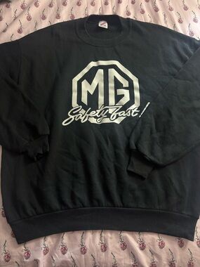 Jerzees Black Crewneck Sweater with White MG Safety Fast Graphic